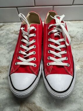 Converse Red Canvas Low Top Sneakers